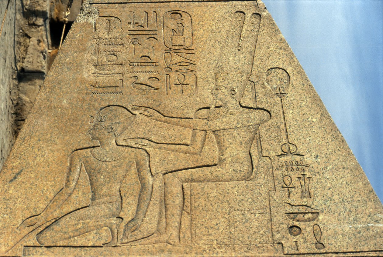 Detail van de gevallen obelisk van koningin Hatsjepsoet door Egyptian 18th Dynasty