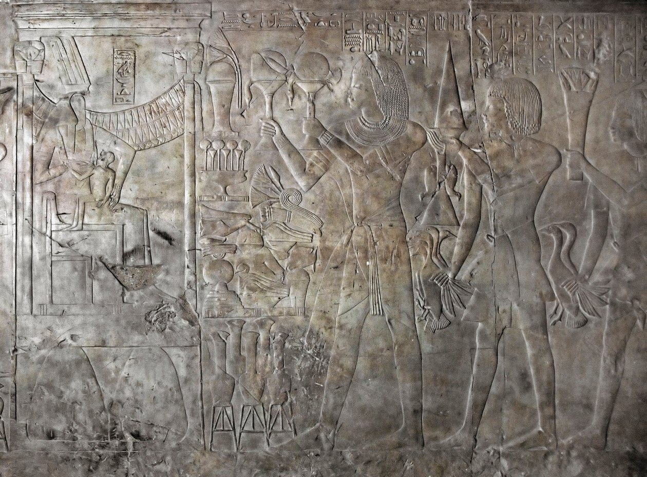 Egyptische oudheid: reliëf van het graf van Kha em Het door Egyptian 18th Dynasty