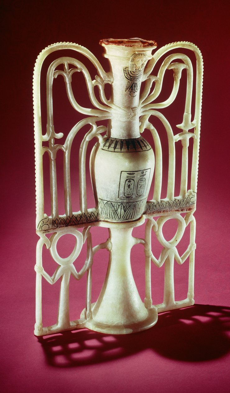 Floraal zalfpotje, uit het graf van Toetanchamon (ca. 1370-1352 v.Chr.) Nieuwe Koninkrijk door Egyptian 18th Dynasty