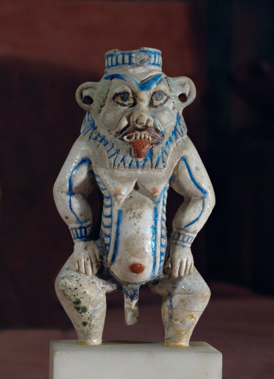 God Besh als pot voor het bewaren van khol, de eyeliner ... door Egyptian 18th Dynasty