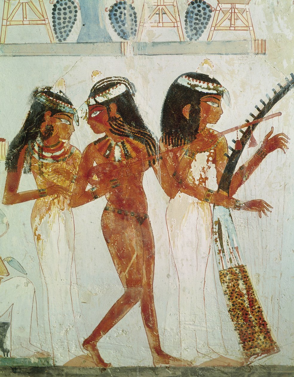 Muzikanten en een danseres, uit het graf van Nakht, Nieuwe Rijk door Egyptian 18th Dynasty