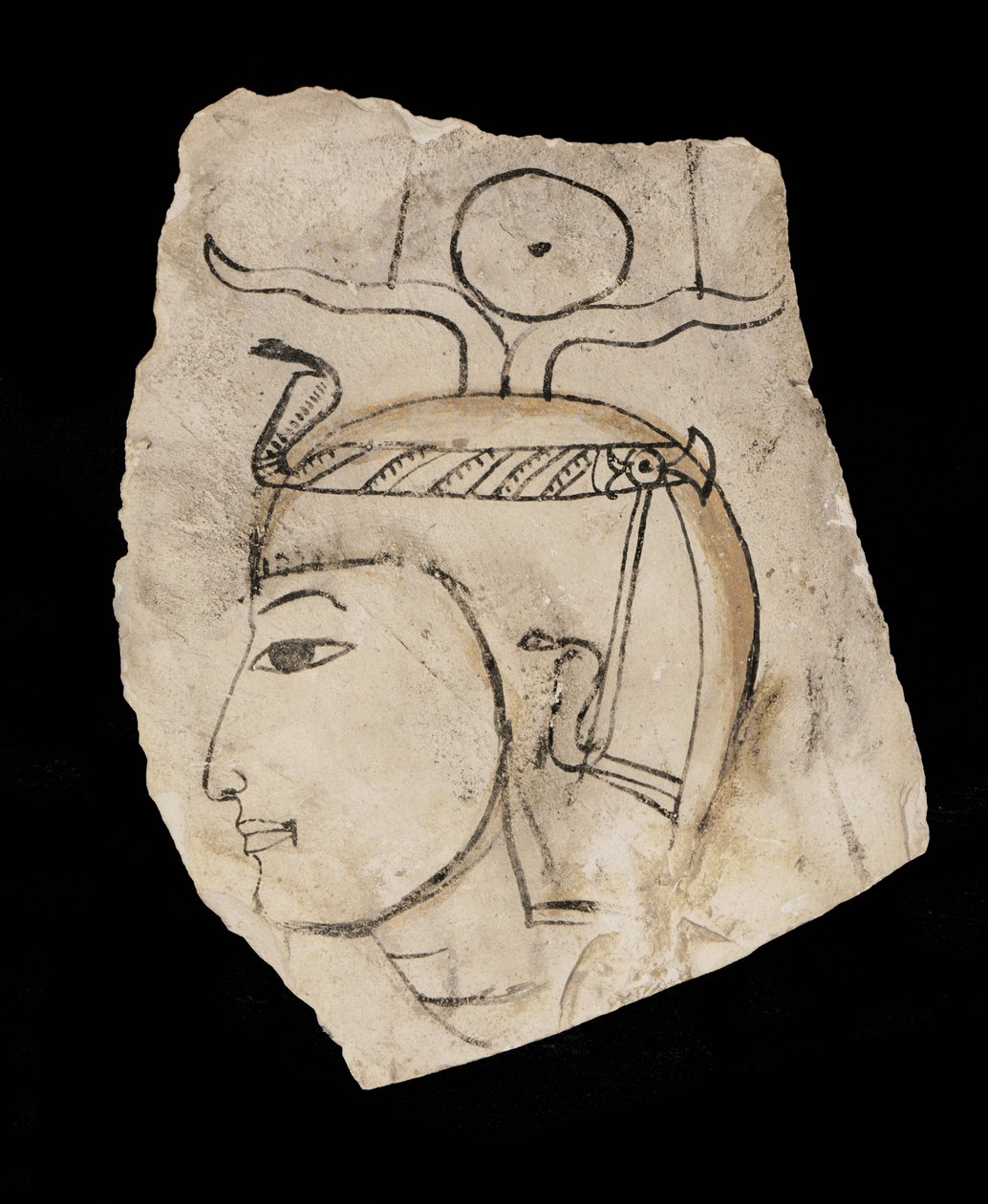 Ostracon met portret van farao Amenhotep I, vereerde beschermheer van de ambachtslieden van Deir el Medina ... door Egyptian 18th Dynasty