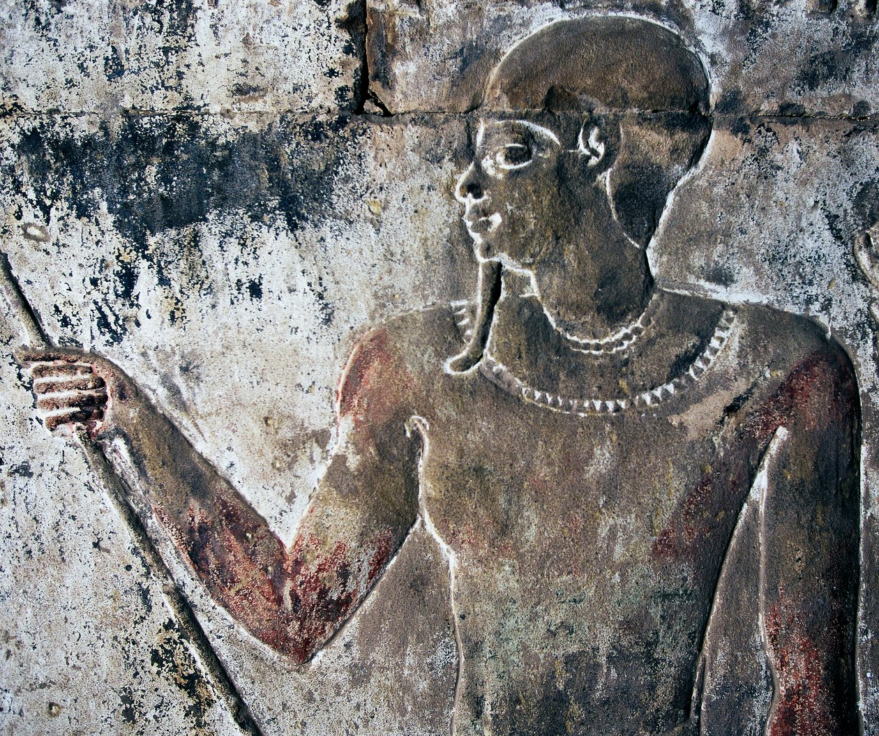 Geschilderd reliëf, Dodentempel van Hatsjepsoet, Deir el-Bahri, Luxor, Thebe door Egyptian 18th Dynasty