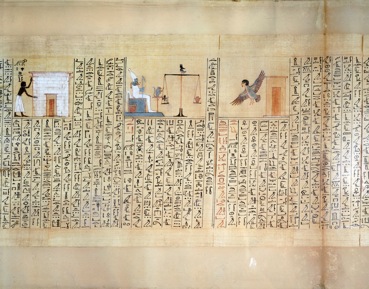 Papyrus die het wegen van het hart uit het Dodenboek van Maiherperi toont door Egyptian 18th Dynasty