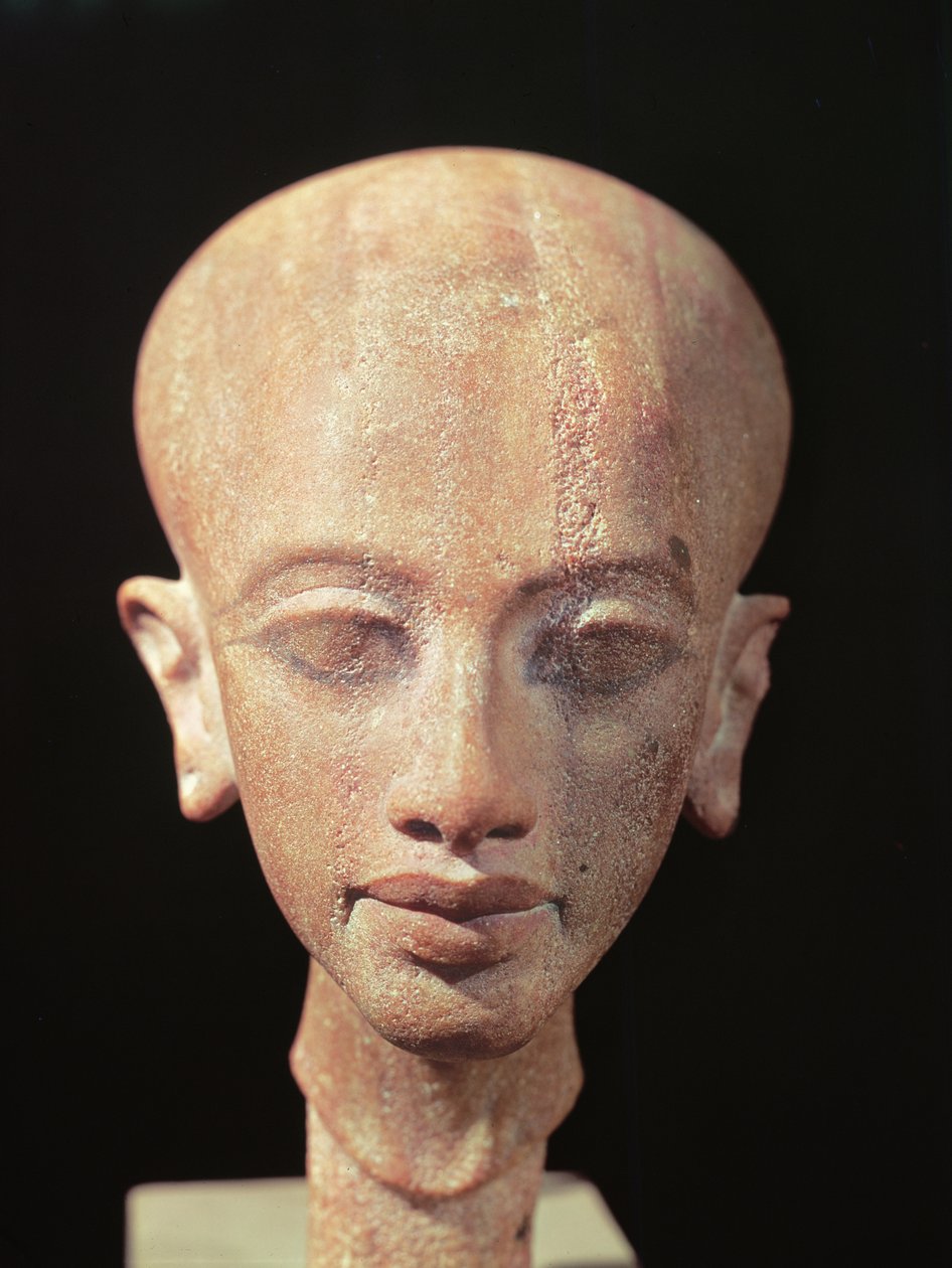 Portretbuste van een dochter van Koning Akhenaten (1353-1337 v.Chr.) c.1375 v.Chr. door Egyptian 18th Dynasty
