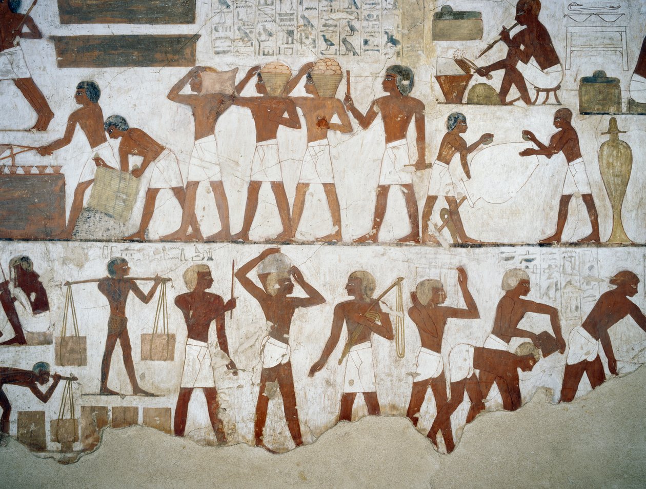 Pottenbakkers en arbeiders (detail) door Egyptian 18th Dynasty