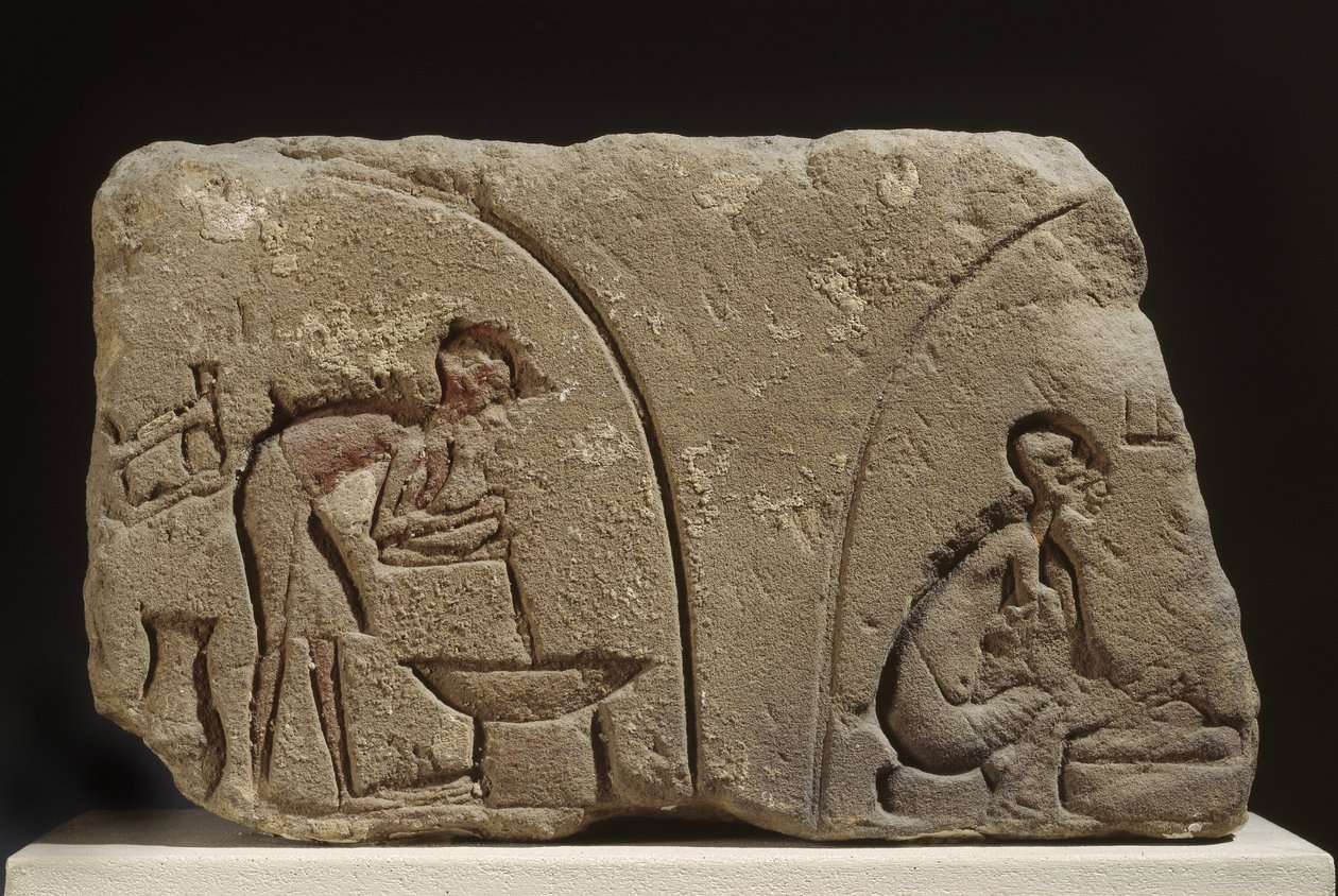 Zandstenen reliëf van maaltijdvoorbereiding (zandsteen) door Egyptian 18th Dynasty