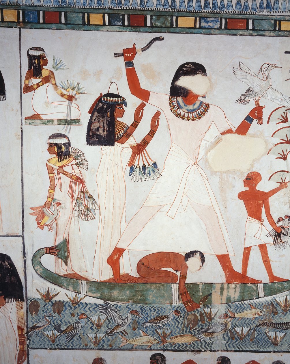 Scène van jagen en vissen in de moerassen, fresco, noordmuur, longitudinale kamer, Thebaanse Tombe TT69 door Egyptian 18th Dynasty