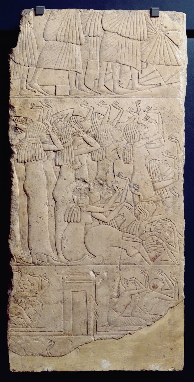 Scène van rouw tijdens een begrafenis, uit Sakkara, Nieuwe Koninkrijk, ca. 1330 v.Chr. door Egyptian 18th Dynasty