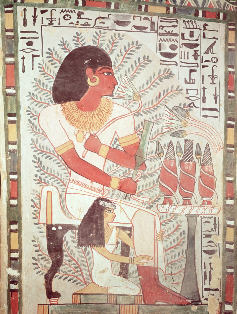 Sennefer zittend met zijn vrouw, Meryt, uit het graf van Sennefer, Nieuwe Koninkrijk door Egyptian 18th Dynasty