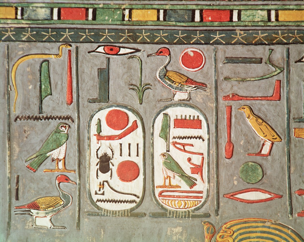Het cartouche van de koning, uit het graf van Horemheb door Egyptian 18th Dynasty