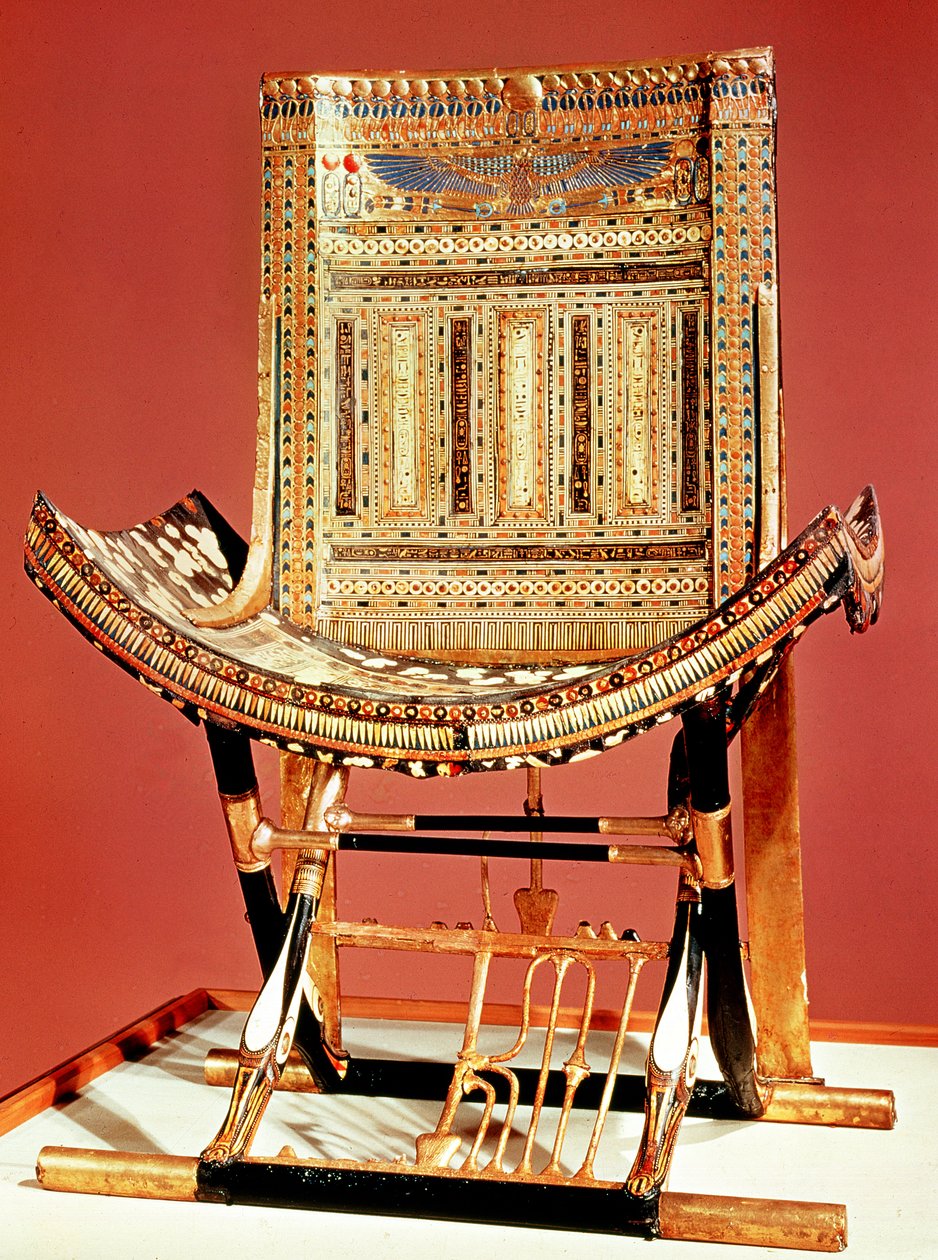 De kerkelijke troon van de farao, uit het graf van Toetanchamon door Egyptian 18th Dynasty
