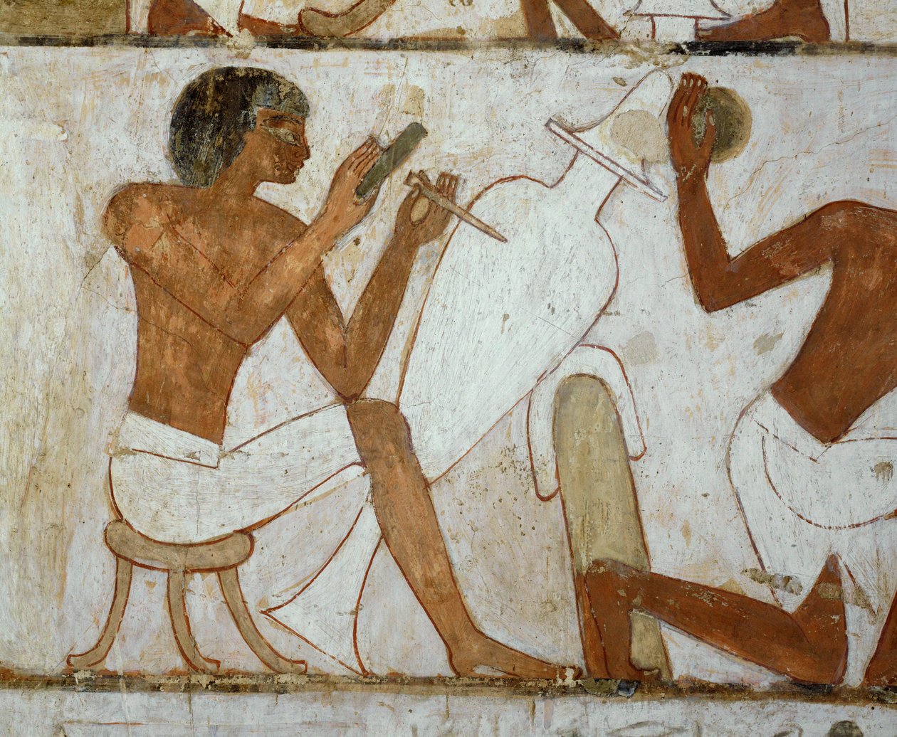 Vasemakers versieren een vaas door Egyptian 18th Dynasty