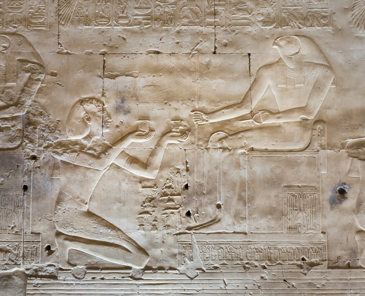Bas-reliëf, tempel van Seti I, Abydos, Egypte door Egyptian 19th Dynasty