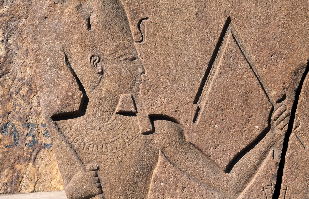 Blok met reliëfs en inscripties van Ramses II, Grote Tempel van Amon, Tanis, Egypte, Egyptische beschaving, Nieuwe Rijk, Dynastie XIX door Egyptian 19th Dynasty