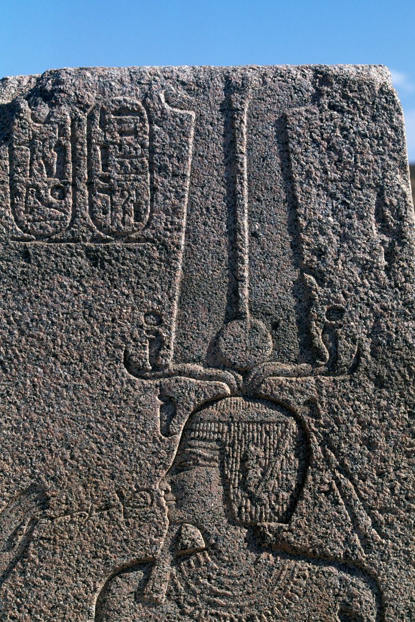 Blok met reliëfs en inscripties van Ramses II, Grote Tempel van Amon, Tanis, Egypte, Egyptische beschaving, Nieuwe Koninkrijk, Dynastie XIX door Egyptian 19th Dynasty