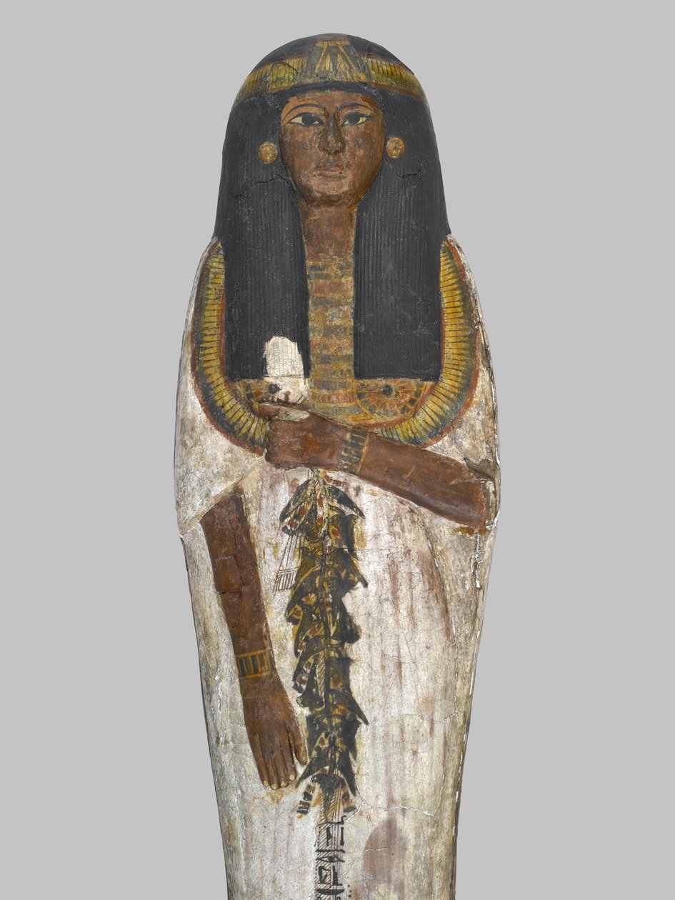 Kist van de Dame des Huizes, Weretwahset, opnieuw beschreven voor Bensuipet, gevonden in Thebe, Nieuwe Koninkrijk, ca. 1292-1190 v.Chr. (detail) door Egyptian 19th Dynasty