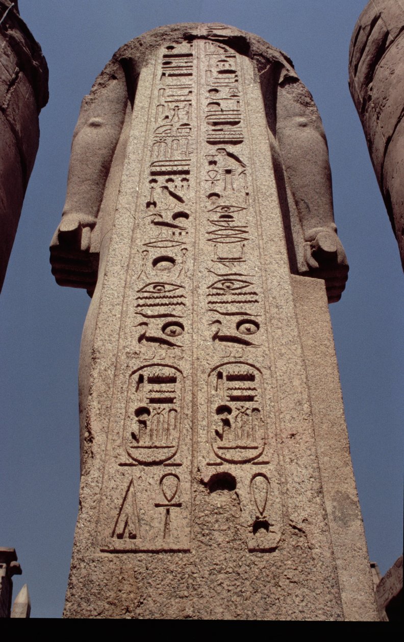 Zuil met wapens die de cartouche van Ramses II (1298-32 v.Chr.) afbeelden, Nieuwe Koninkrijk, c.1297-1185 v.Chr. door Egyptian 19th Dynasty