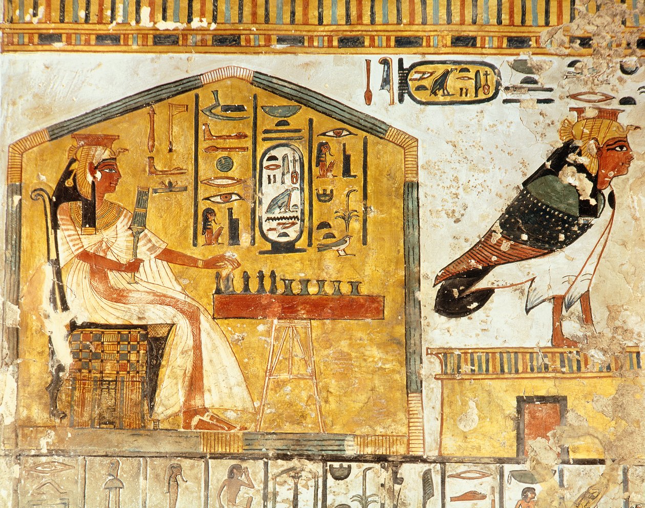 Nefertari speelt senet (detail) door Egyptian 19th Dynasty