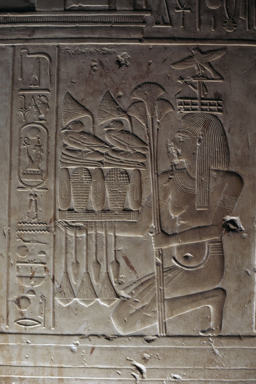 Reliëf, Hypostyle Zaal, Tempel van Seti I door Egyptian 19th Dynasty