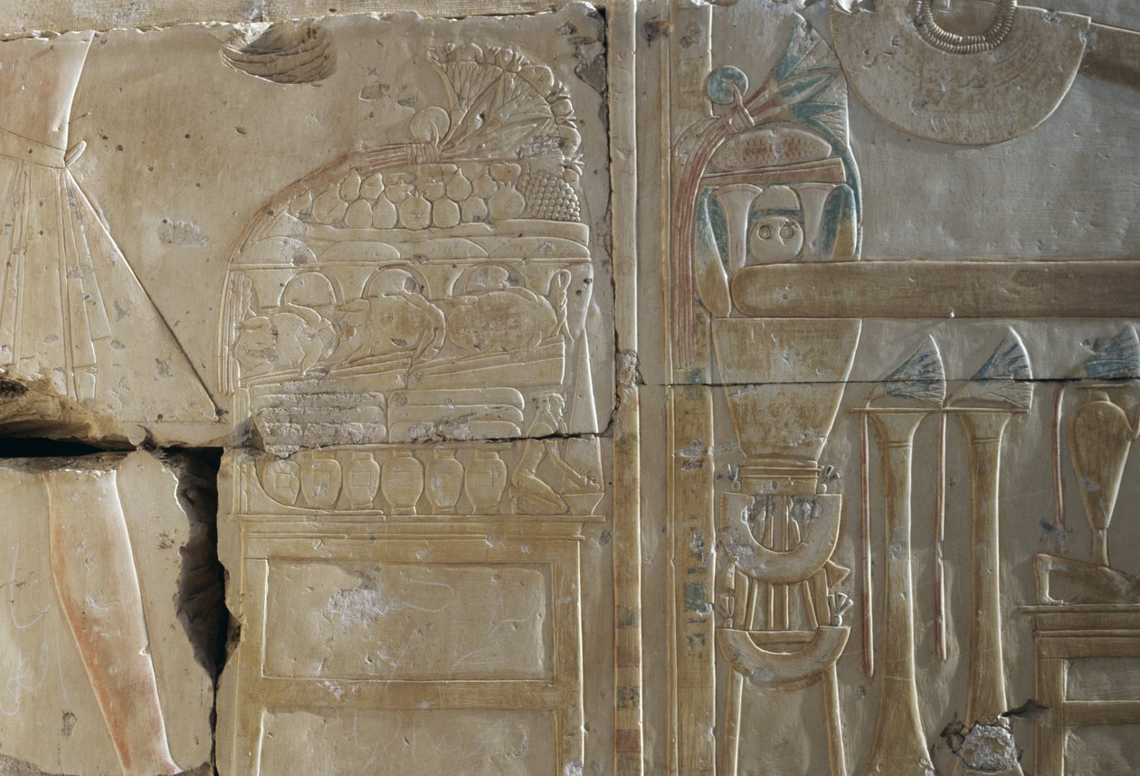 Reliëf, Tempel van Ramses II, Abydos, Egypte, Egyptische beschaving, Nieuwe Koninkrijk, Dynastie XIX (foto) door Egyptian 19th Dynasty