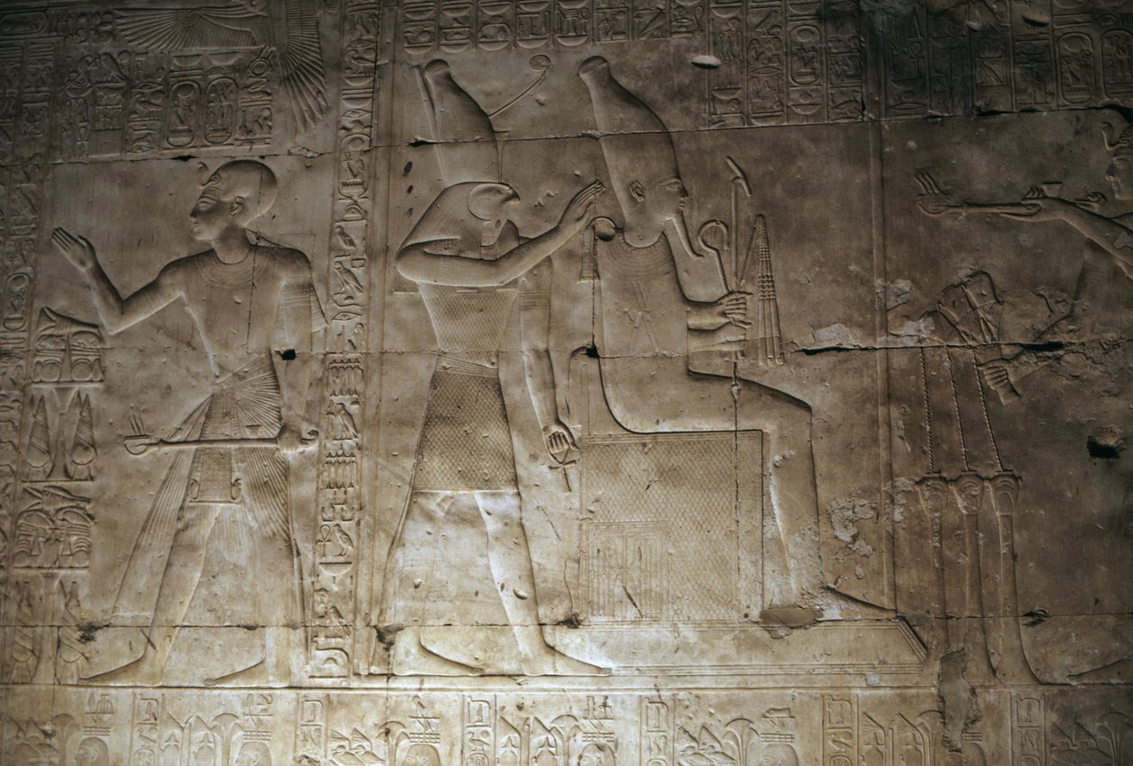 Reliëf, Tempel van Seti I, Abydos, Egypte, Egyptische beschaving, Nieuwe Koninkrijk, Dynastie XIX door Egyptian 19th Dynasty