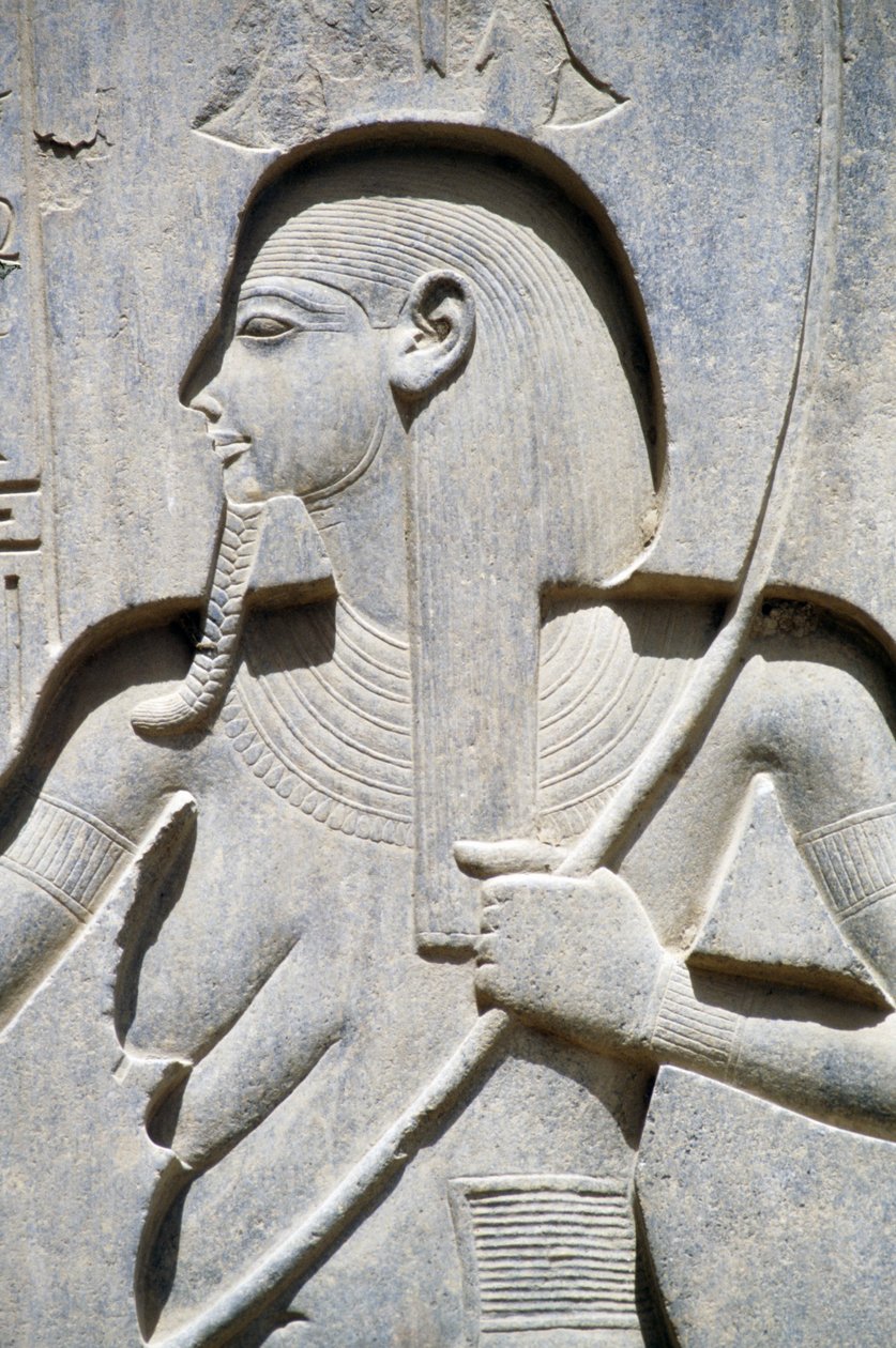 Reliëf van basis van standbeeld van Ramses II, hof van Ramses II, Tempel van Amon, Luxor, Oud Thebe (UNESCO Werelderfgoedlijst) door Egyptian 19th Dynasty
