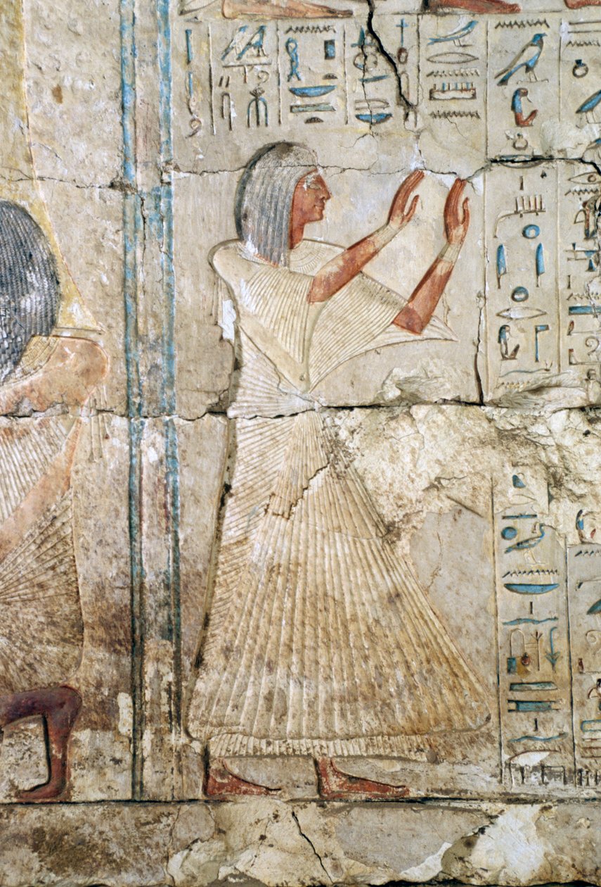 Reliëf van het graf van Netcherouymes, hoge ambtenaar van Ramses II, 2475 v.Chr., Saqqara, Egyptische beschaving, Nieuwe Koninkrijk, Dynastie XIX door Egyptian 19th Dynasty