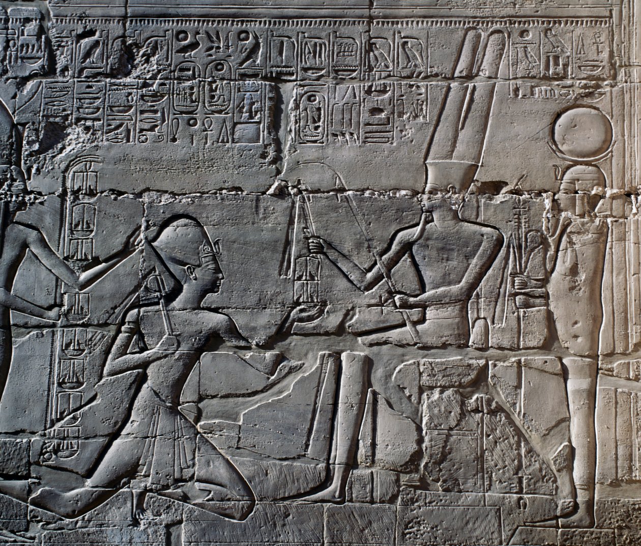 Campagnes van Seti I in Syrië en Palestina, reliëf, noordelijke buitenmuur van Grote Hypostyle Hal, Karnak tempelcomplex (UNESCO Werelderfgoedlijst) door Egyptian 19th Dynasty