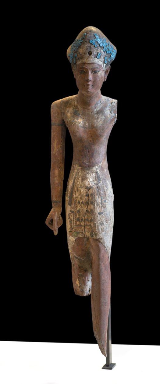 Standbeeld van Soevereine Ramesside met blauwe kroon en lendendoek door Egyptian 19th Dynasty