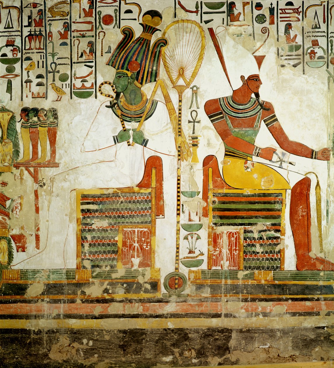 De goden Osiris en Atum, uit het graf van Nefertari, Nieuwe Koninkrijk door Egyptian 19th Dynasty