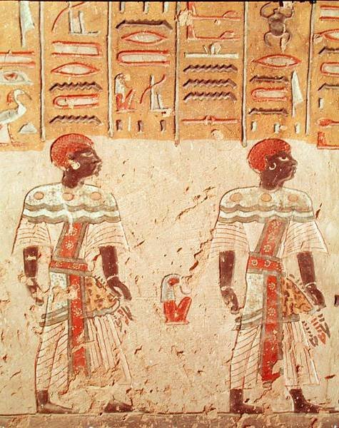 Nubiërs, uit het Graf van Ramses III (c.1184-1153 v.Chr.) Nieuwe Koninkrijk door Egyptian 20th Dynasty
