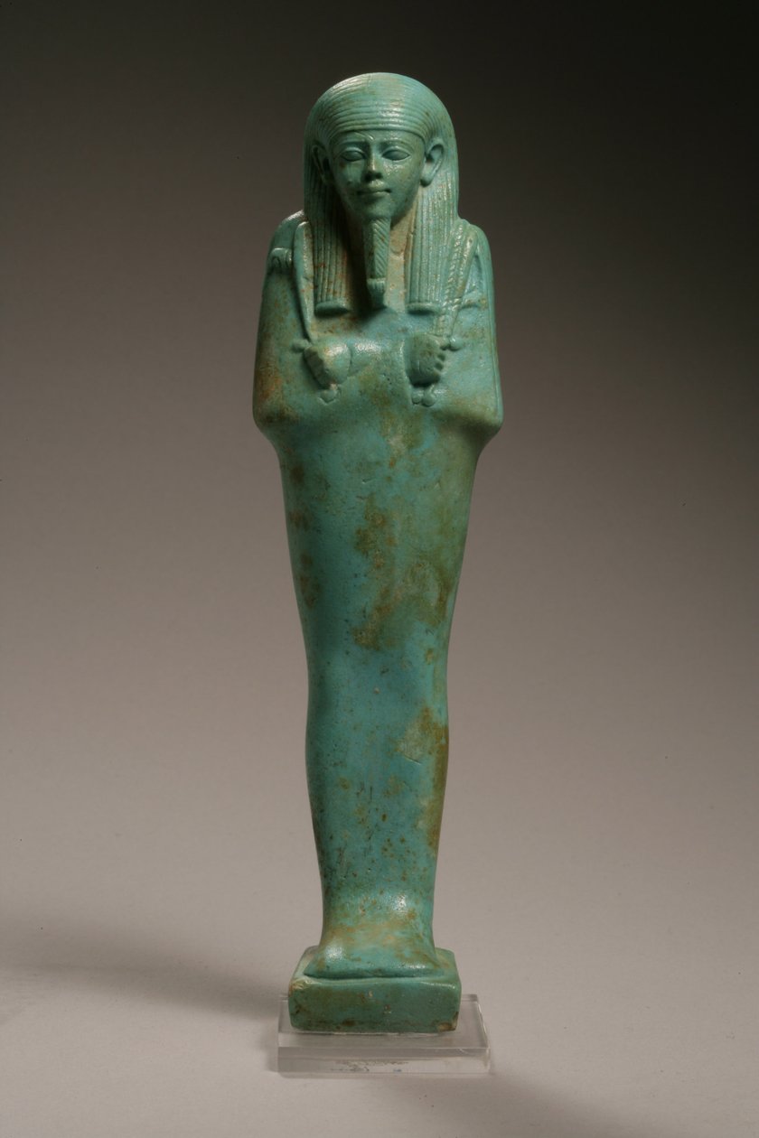 Ushabti-figuur voor Hekaemsaf, Admiraal van de Vloot, regering van Amasis, 570-526 v.Chr. (faience) door Egyptian 26th Dynasty
