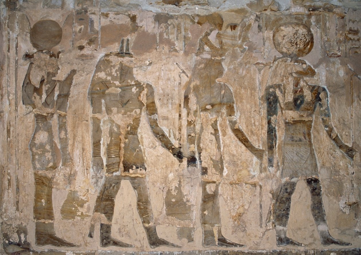 Muurschilderingen, Tempel van Ain El Meftla, Bahariya-oase, Gizeh, Egypte, 26e dynastie (663-525 v.Chr.) door Egyptian 26th Dynasty