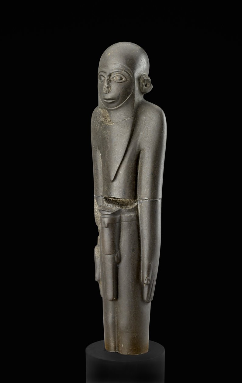 Standbeeld van een bebaarde man met een muts en een riem met penisschede, toegeschreven aan de Protodynastieke periode door Egyptian 2nd Dynasty