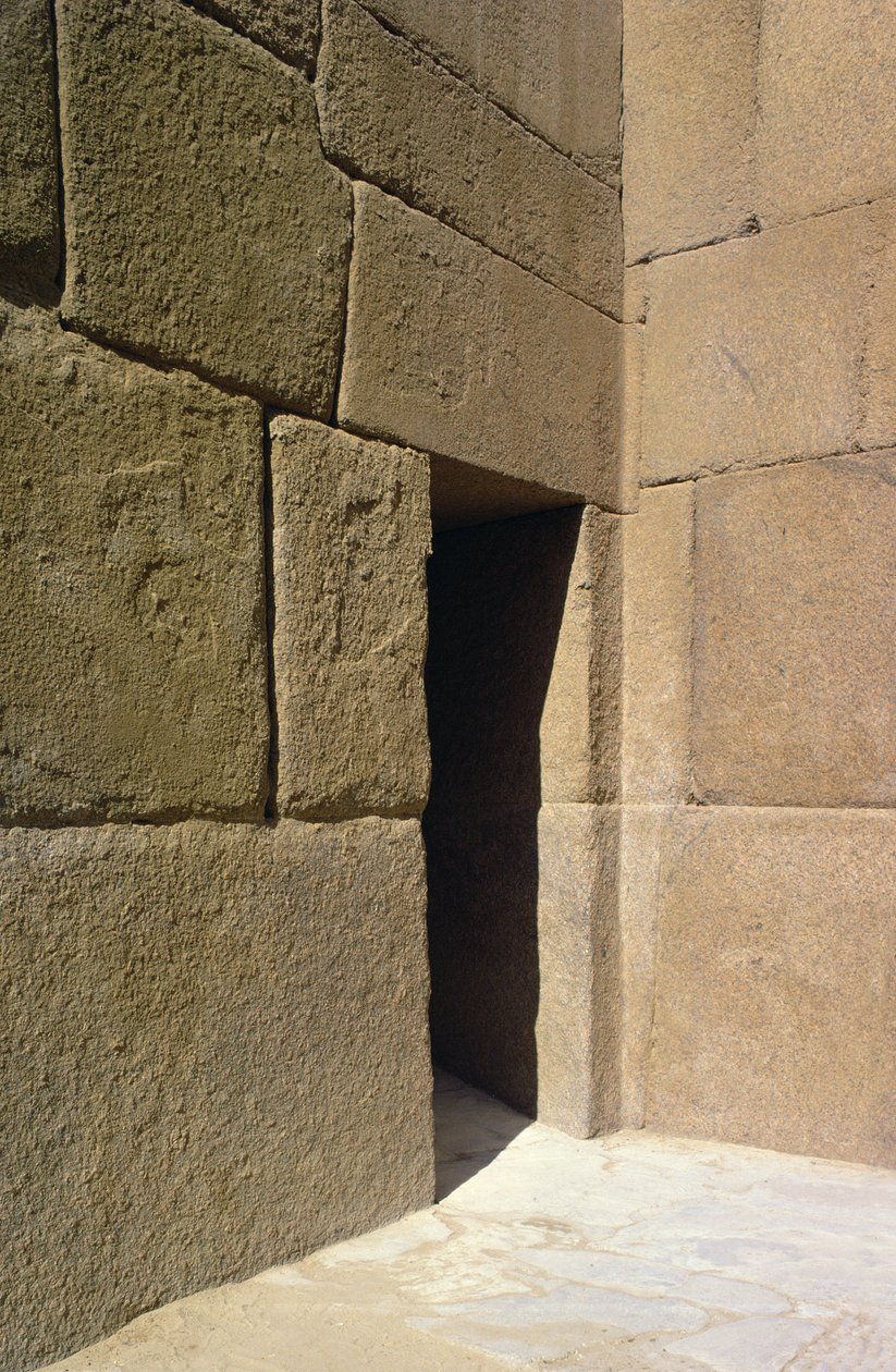 Granieten muur van de Vallei Tempel van Khafre, Oude Koninkrijk door Egyptian 4th Dynasty