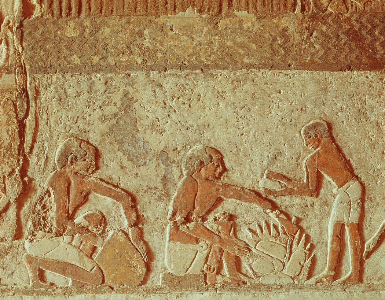 Reliëf dat het maken en bakken van brood uitbeeldt, Oude Koninkrijk door Egyptian 5th Dynasty