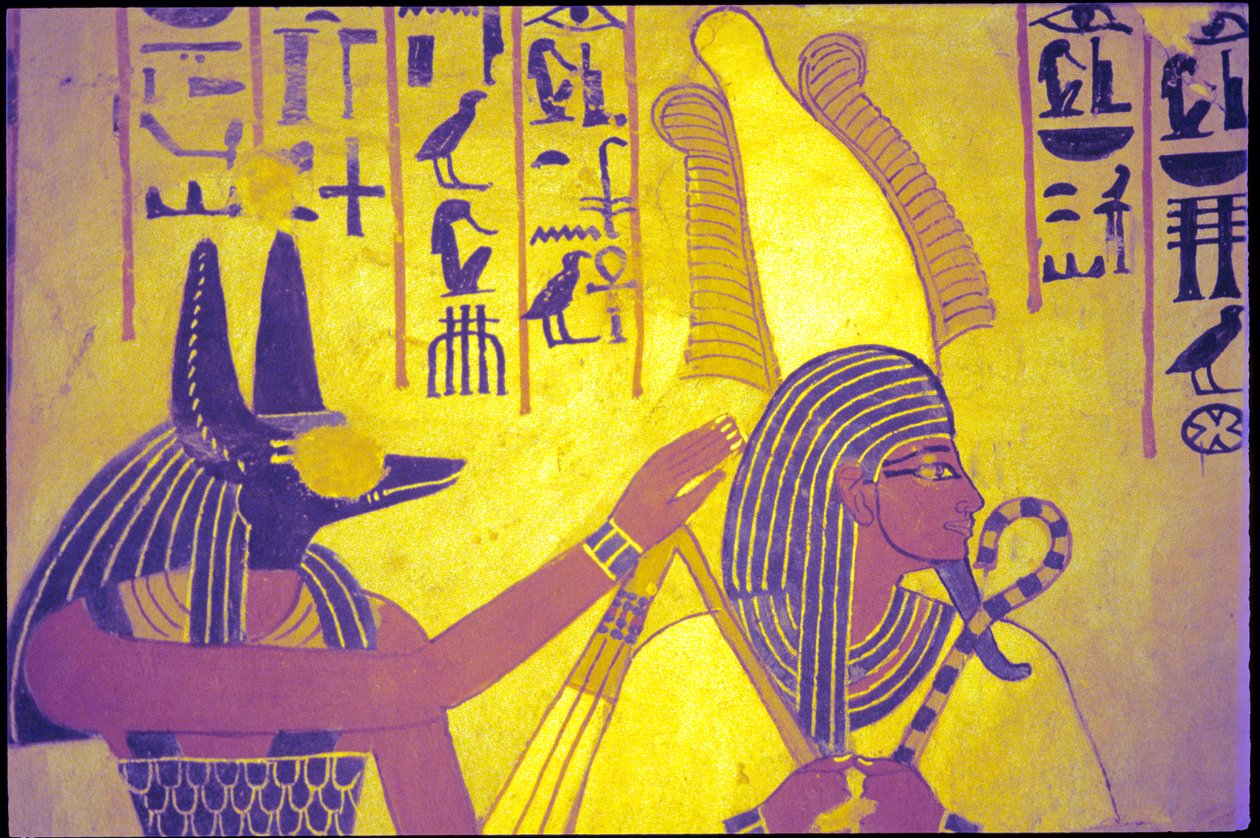 Oude Egypte, muurschildering, Tombe van Sennufer, Tombe van de Edelen, Thebe door Egyptian Egyptian