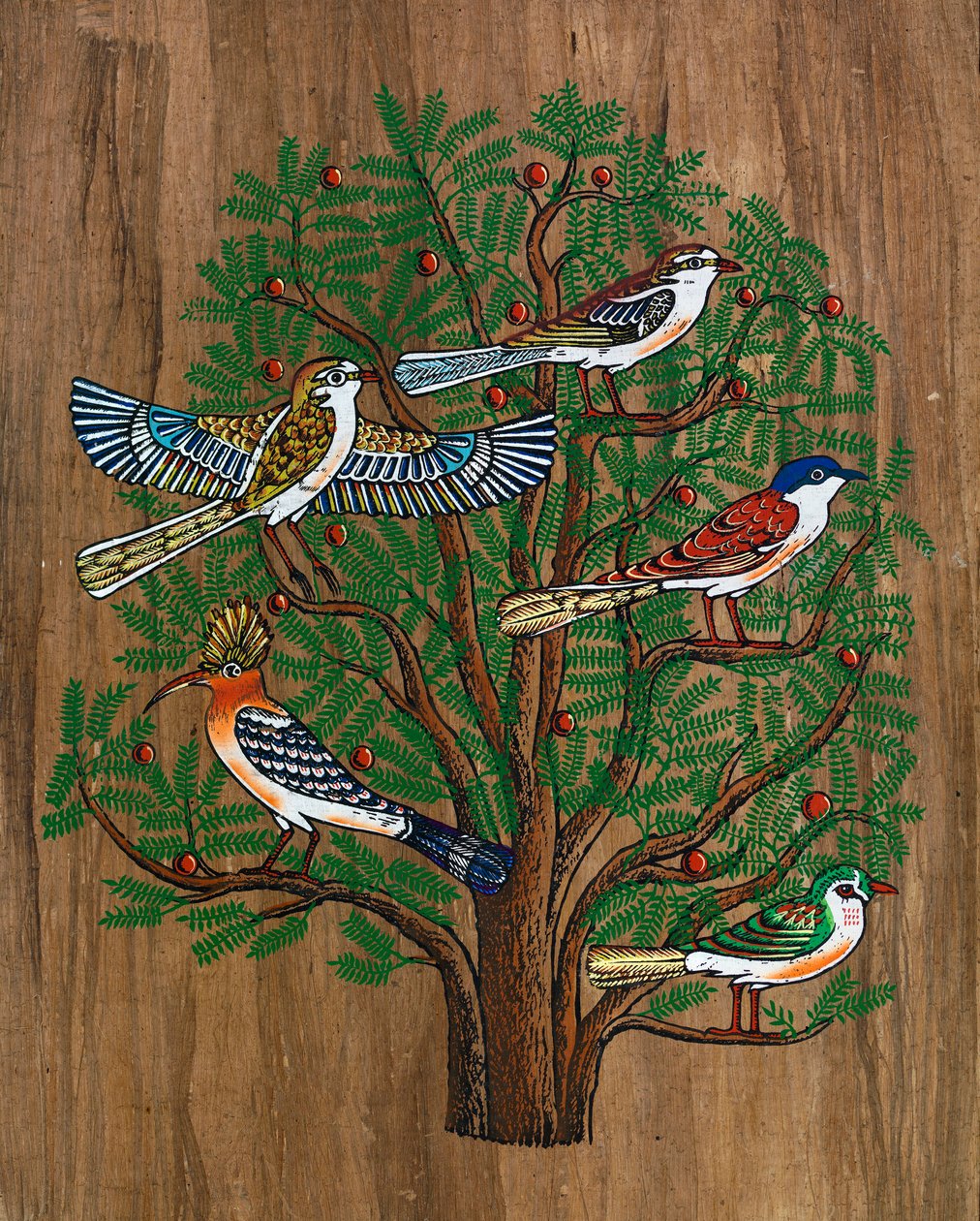 Egyptische kunst, Egyptisch papyrus: Vogels op een boom door Egyptian Egyptian