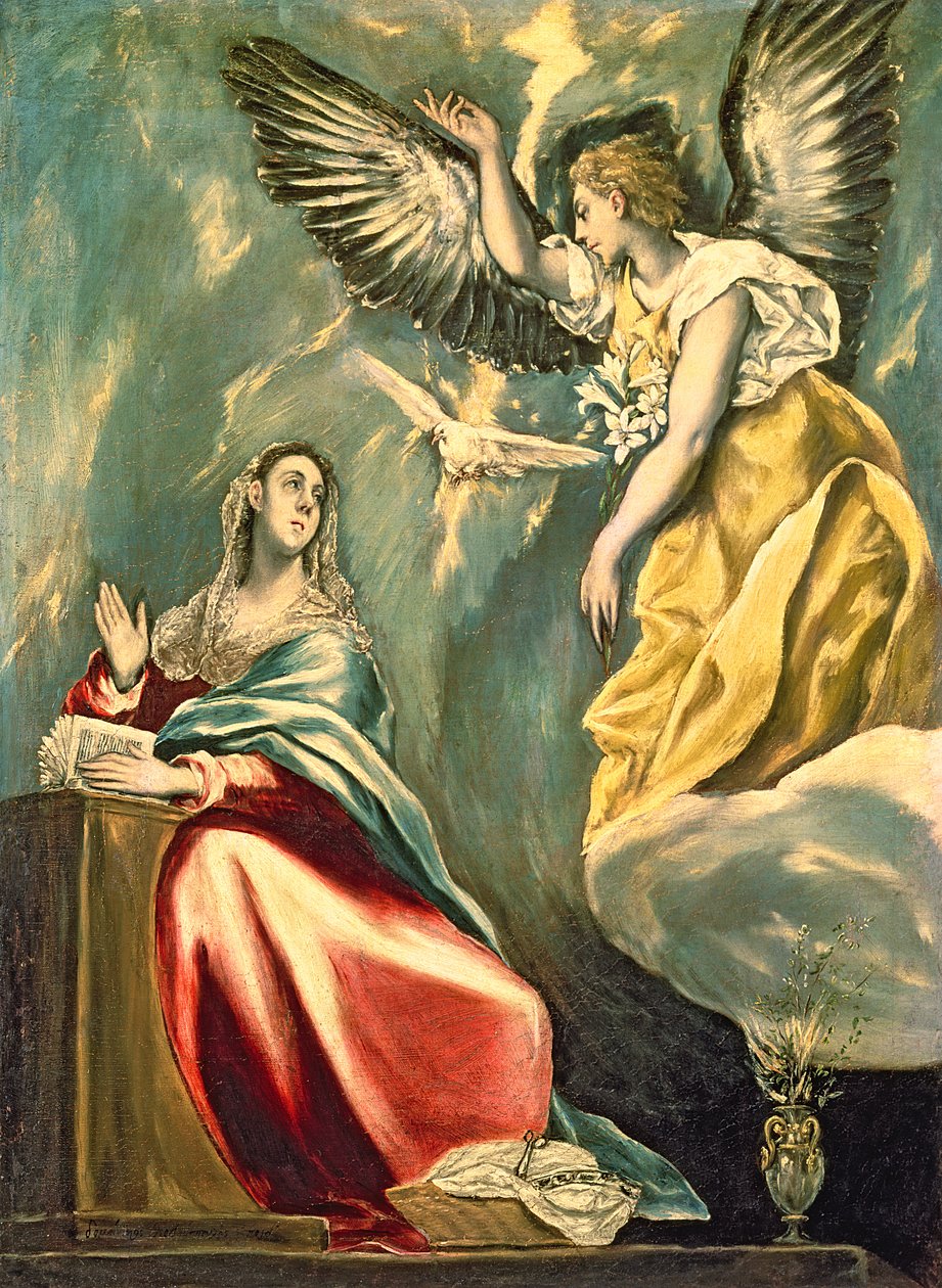 De annunciatie, c.1595-1600 door El Greco