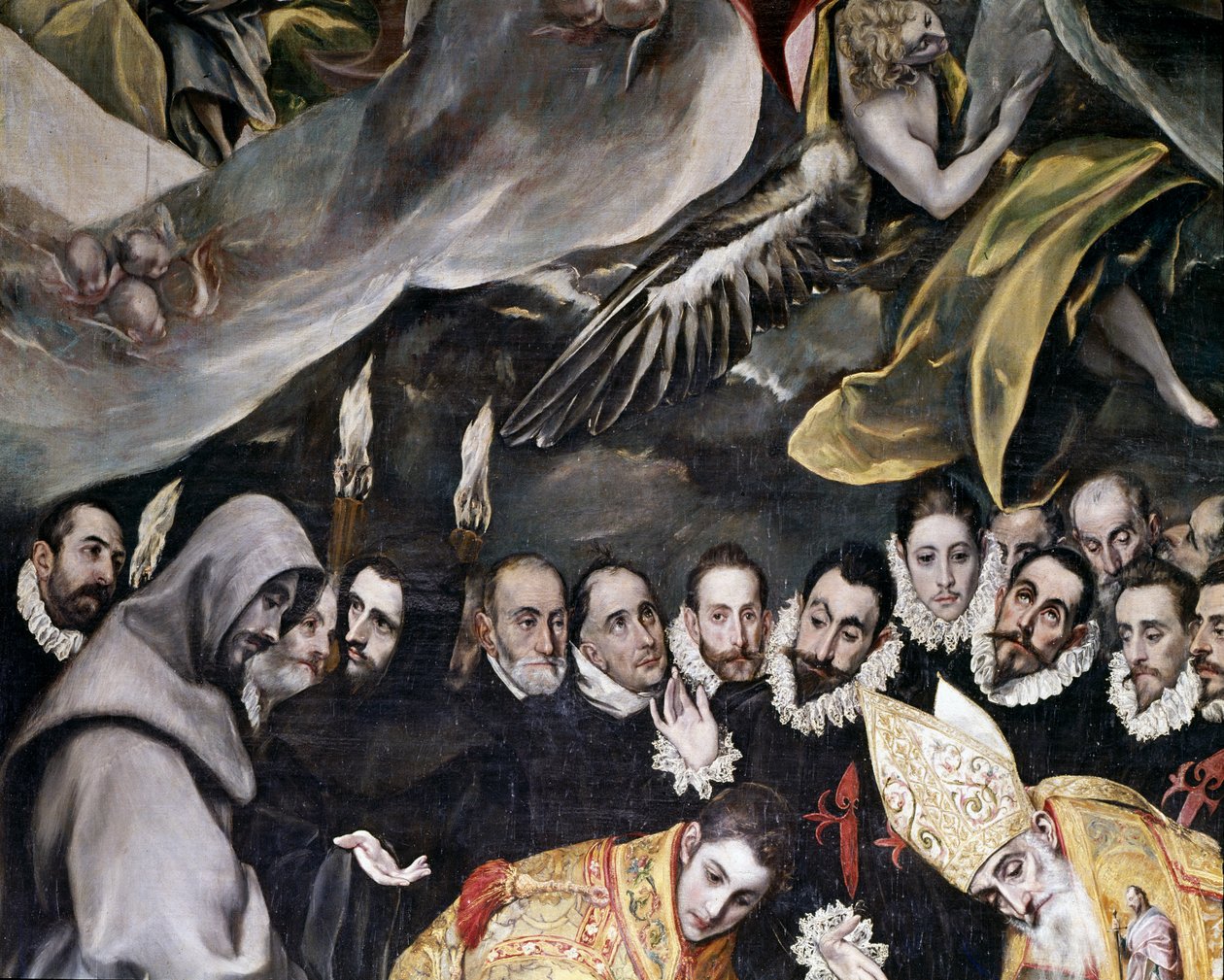 De begrafenis van Graaf Orgaz, uit een legende van 1323, detail, 1586-88 door El Greco