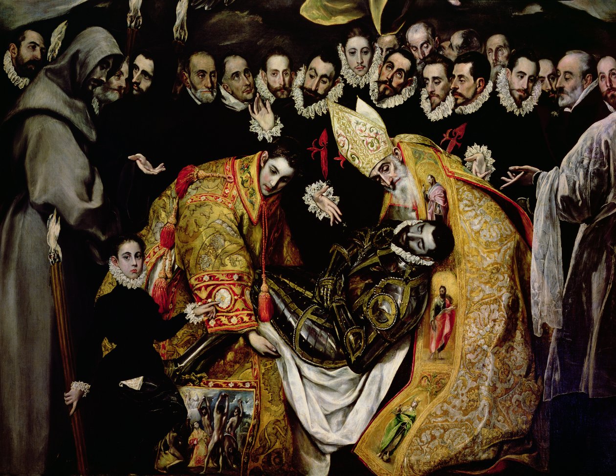 De Begrafenis van Graaf Orgaz, uit een legende van 1323, (detail) door El Greco