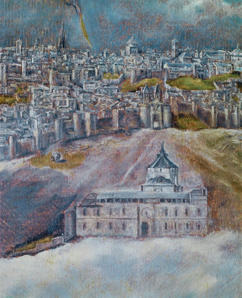 Uitzicht en kaart van Toledo (schilderij op doek) door El (1541-1614) Greco