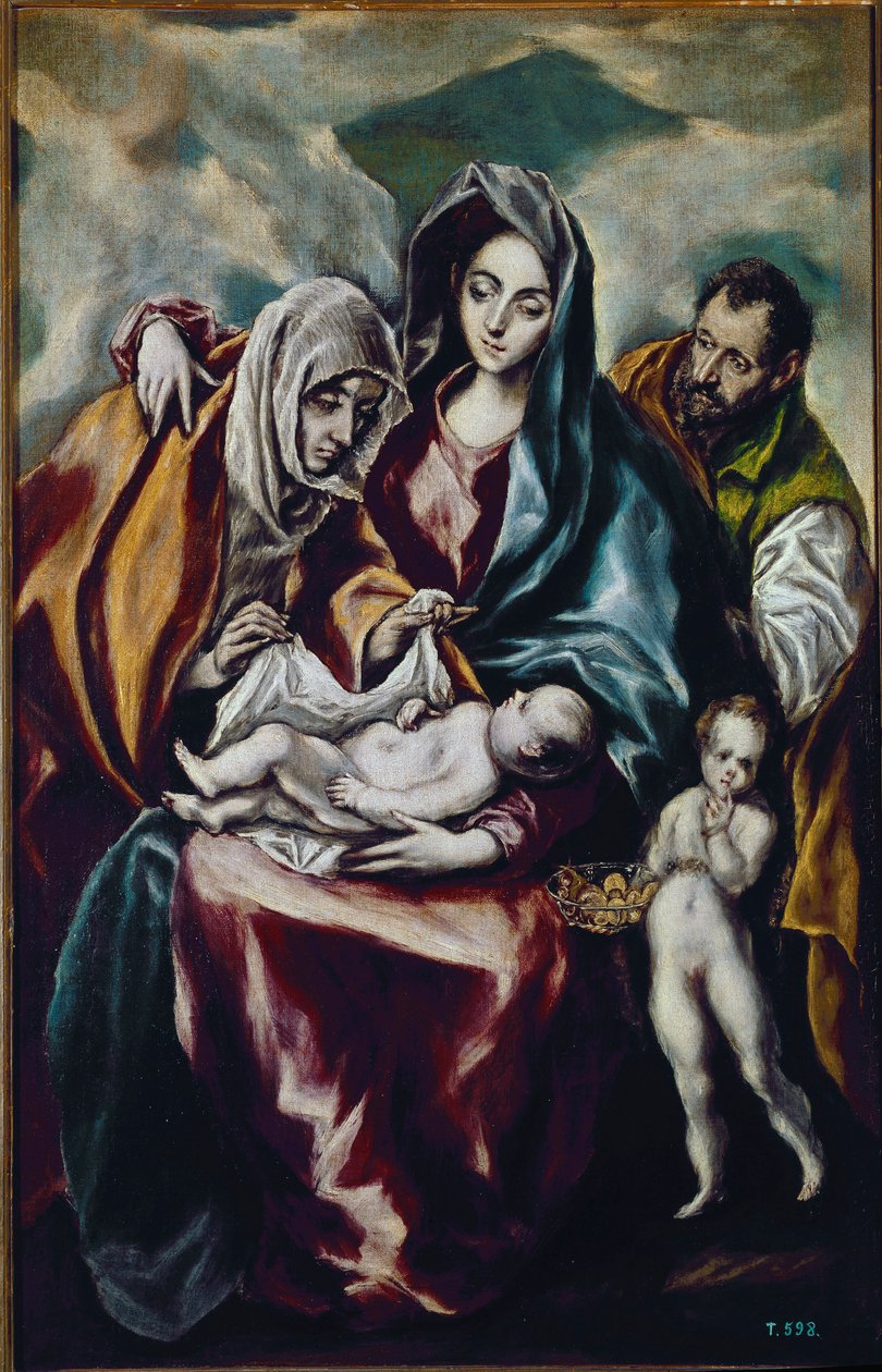 Maagd en Kind (de Heilige Familie met Johannes de Doper en Sint Anna) door El Greco