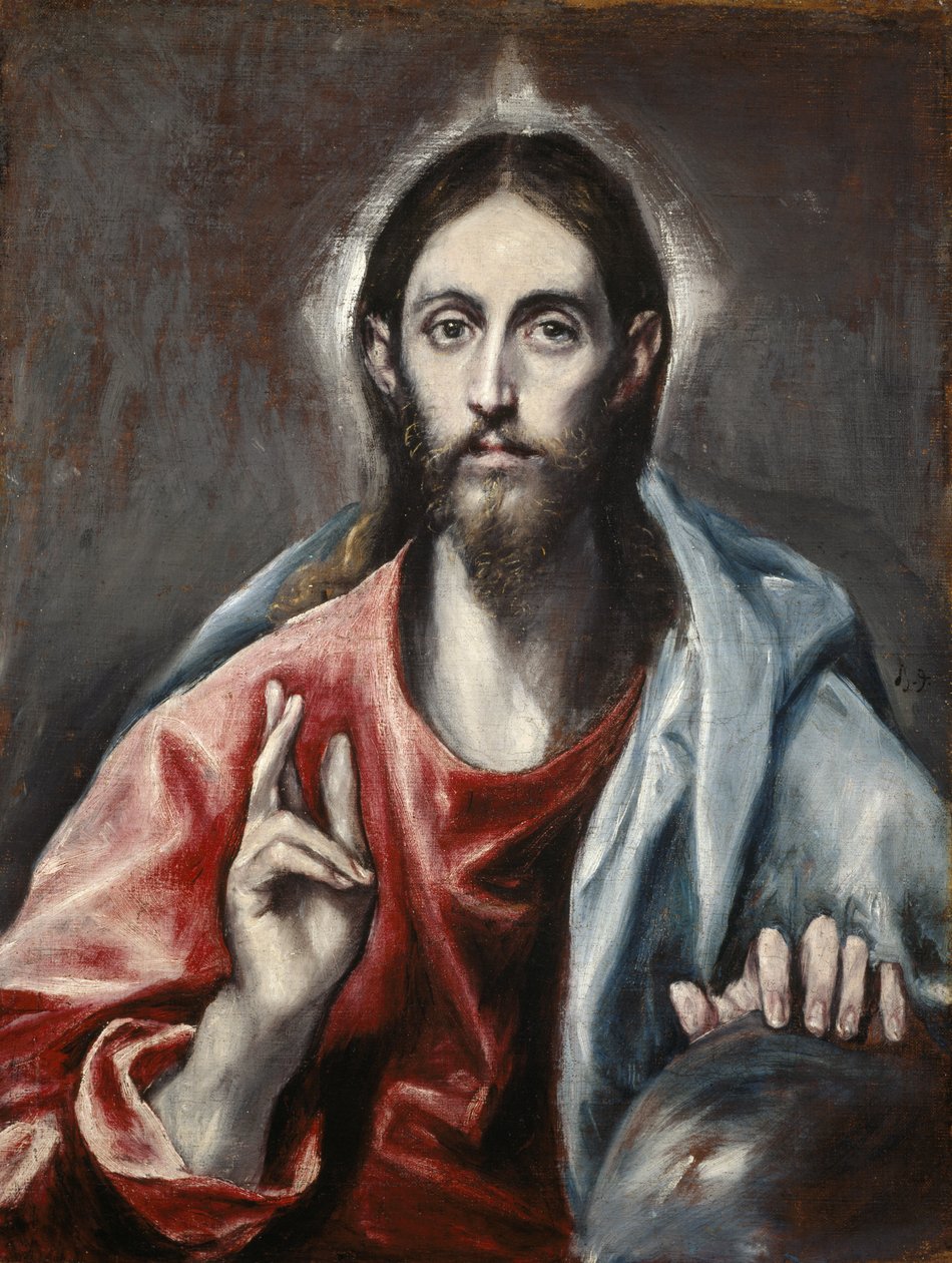 Zegenende Christus (“De Verlosser van de wereld”) door El Greco