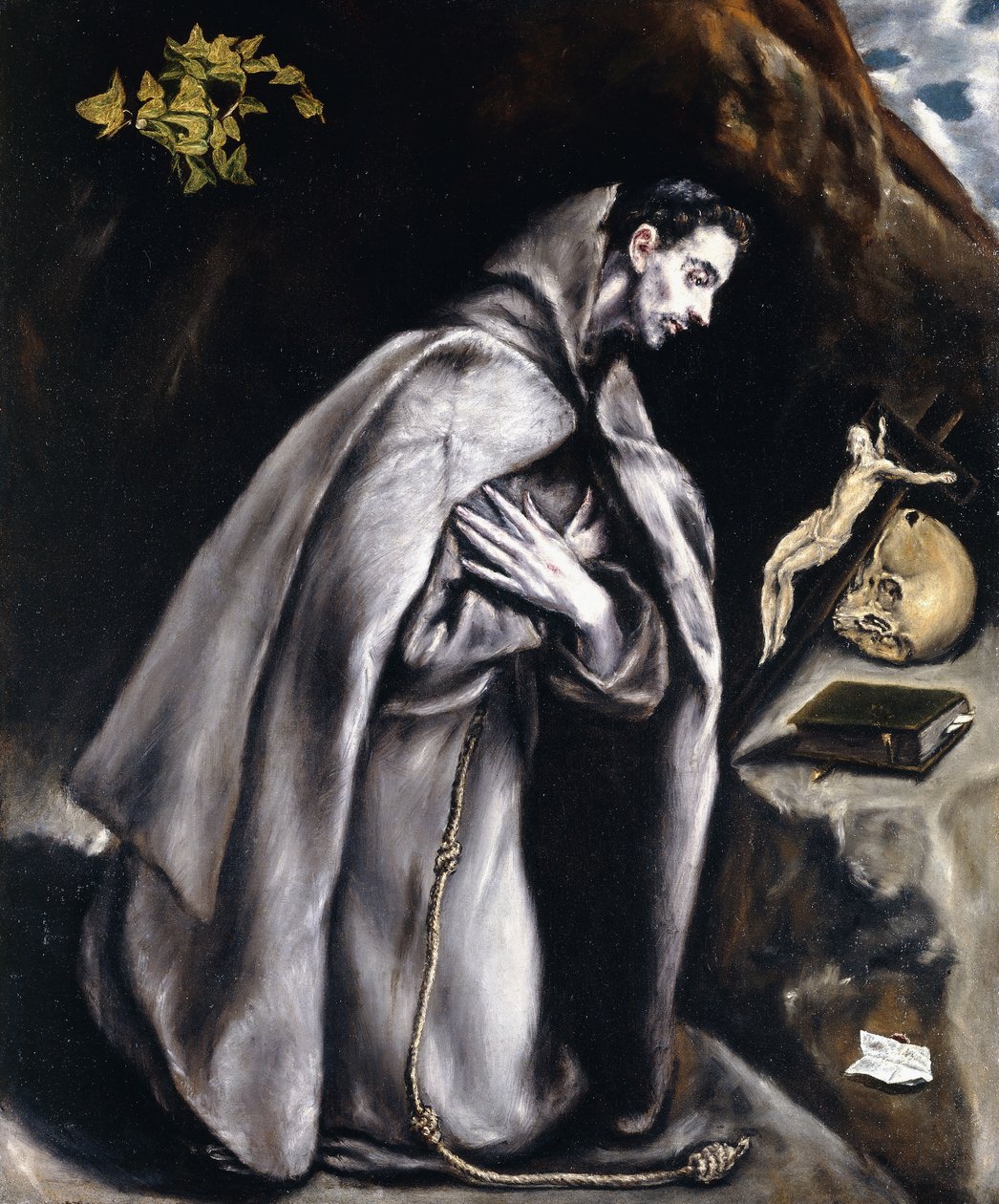 Sint Franciscus knielend in meditatie door El Greco