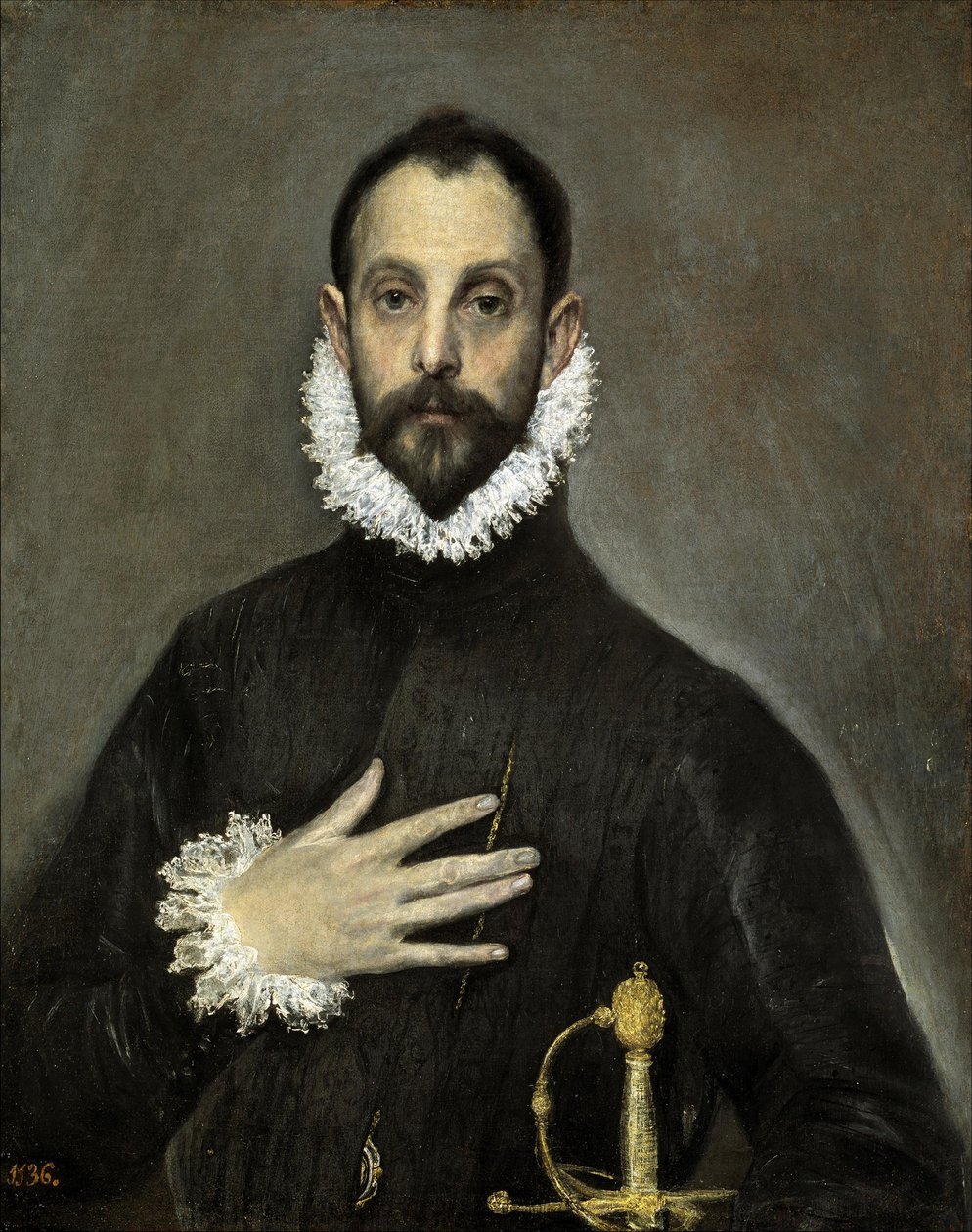 Spanish:  El caballero de la mano en el pecho De edelman met zijn hand op zijn borst door El Greco