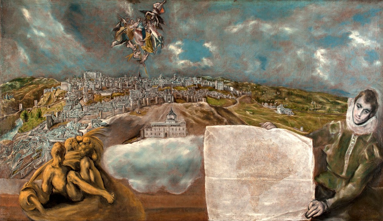 Spaans:  Vista y plano de Toledo Uitzicht en plan van Toledo door El Greco
