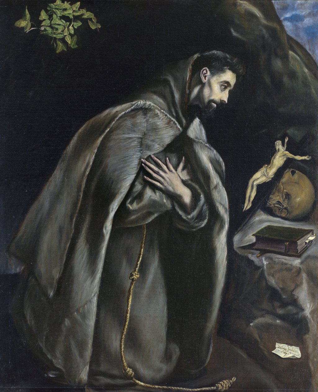 Sint Franciscus in gebed voor het kruis door El Greco