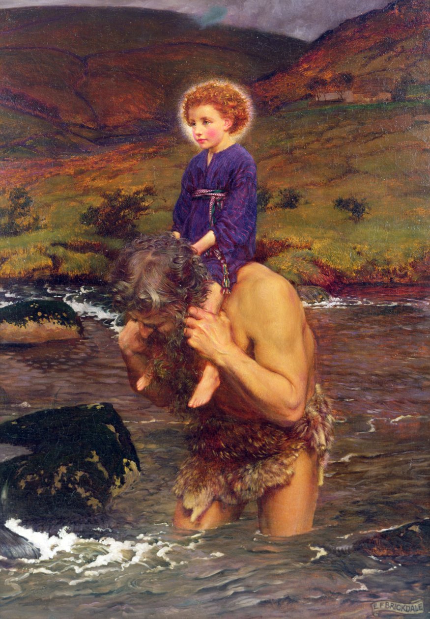 St. Christoffel draagt het Christuskind door Eleanor Fortescue Brickdale